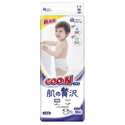 Goo.N Plus Skin Luxury autiņbiksītes jutīgai ādai XL 12–17 kg 36gab 