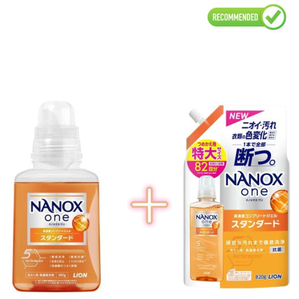 Lion Nanox One Mazgāšanas gels pret noturīgiem traipiem 380g + pildviela 820g