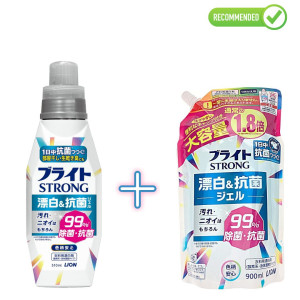 Lion Bright Strong gels balinātājs noturīgiem traipiem ar antibakteriālu efektu 510ml + pildviela 900ml