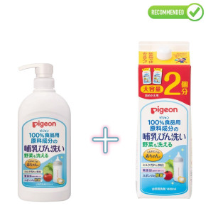 Pigeon līdzeklis bērnu trauku un dārzeņu mazgāšanai ar dozatoru 800ml + pildviela 1.4l