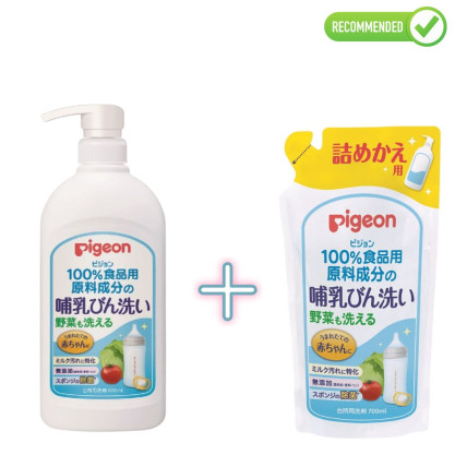 Pigeon līdzeklis bērnu trauku un dārzeņu mazgāšanai ar dozatoru 800ml + pildviela 700ml