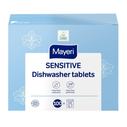 Mayeri Sensitive Trauku mazgāšanas tablets mazgājamai mašīnai 100gab