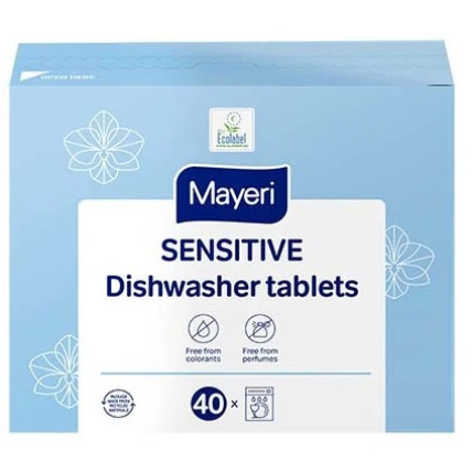 Mayeri Sensitive Trauku mazgāšanas tablets mazgājamai mašīnai 40gab